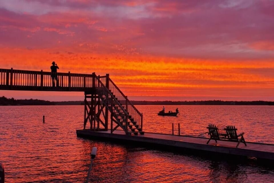 Sunset's are the best on Harmony Beach Resort's famous marina bridge on Lake Kabetogama in Voyageur's National Park