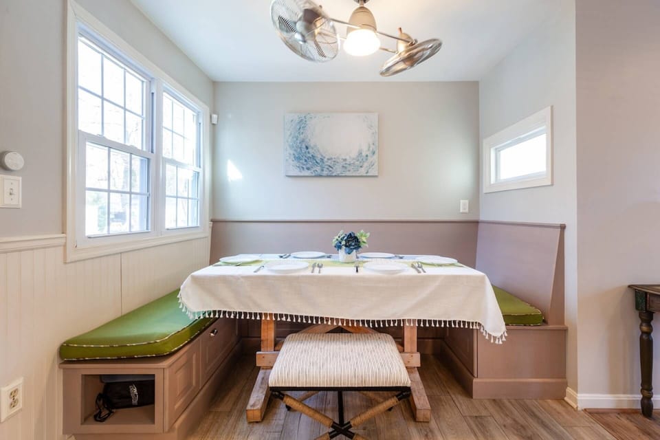 Another view of the cozy custom kitchen table.