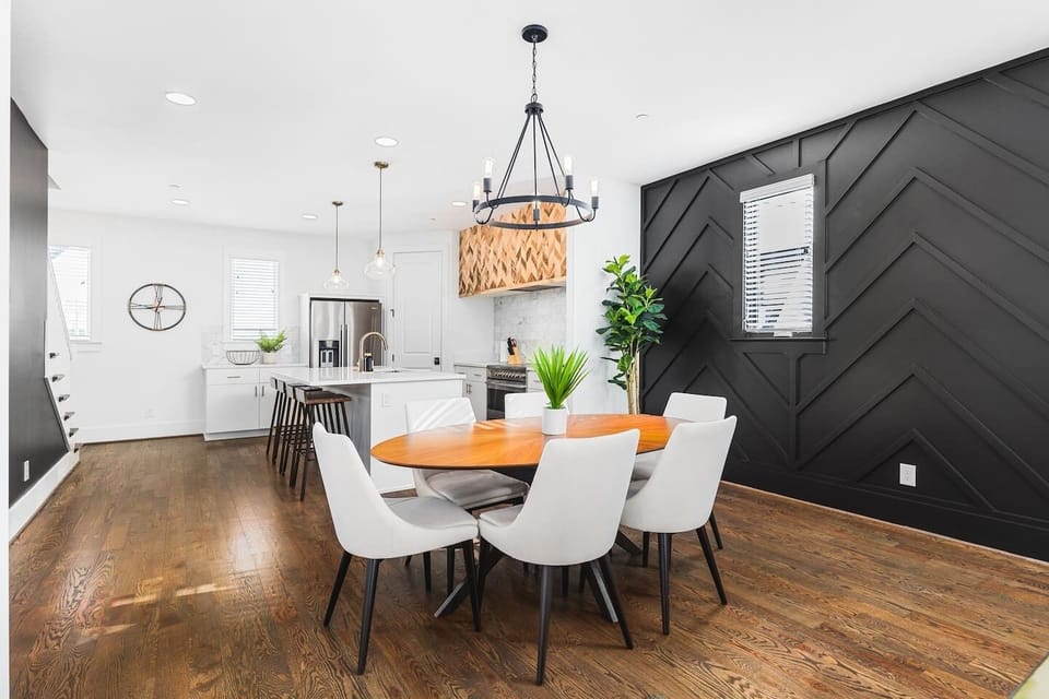 Share a meal at the dining table with seating for six.