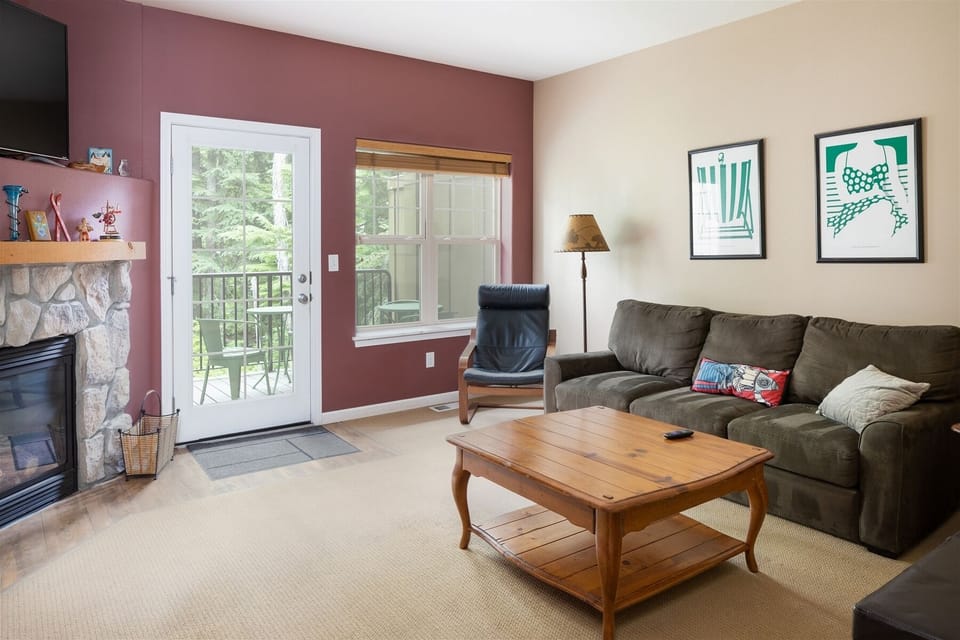 Living Room with Gas Fireplace and TV
