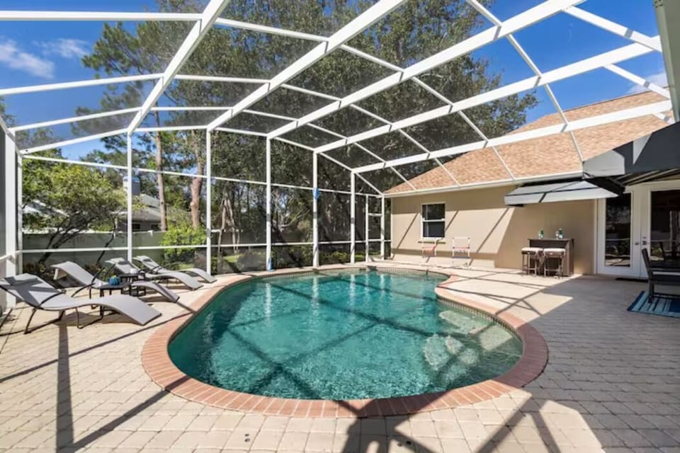 Heated pool with games to enjoy.
