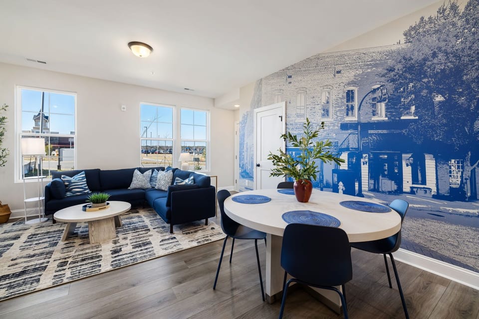 Spacious living room and kitchen for group gatherings—one of two living areas