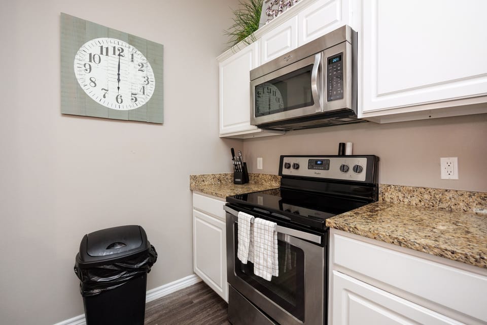 Your fully equipped kitchen features stainless steel appliances and granite countertops, perfect for preparing memorable meals during your stay.