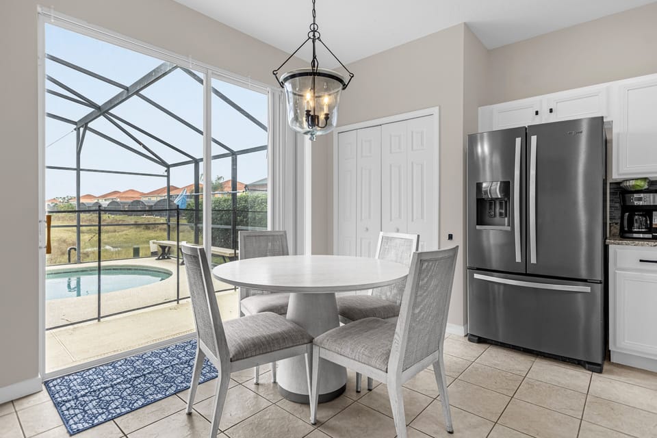 Two large sliders off the common spaces to the pool for a GREAT consrvation VIEW