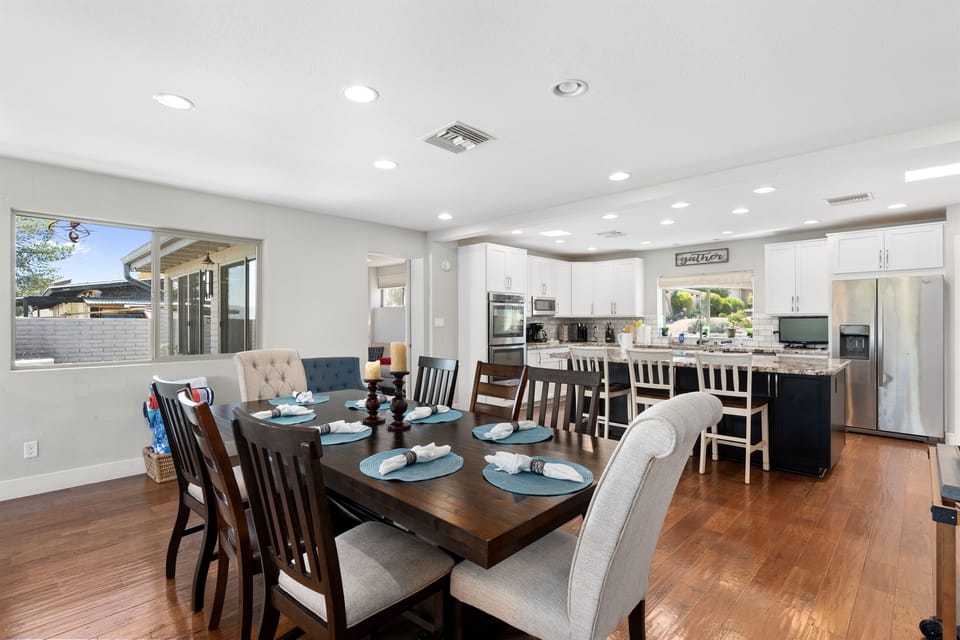 Dining table and kitchen bar for extra seating