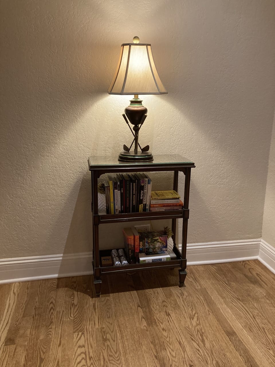 We provide selection of books, games and DVDs (DVD player in living room)