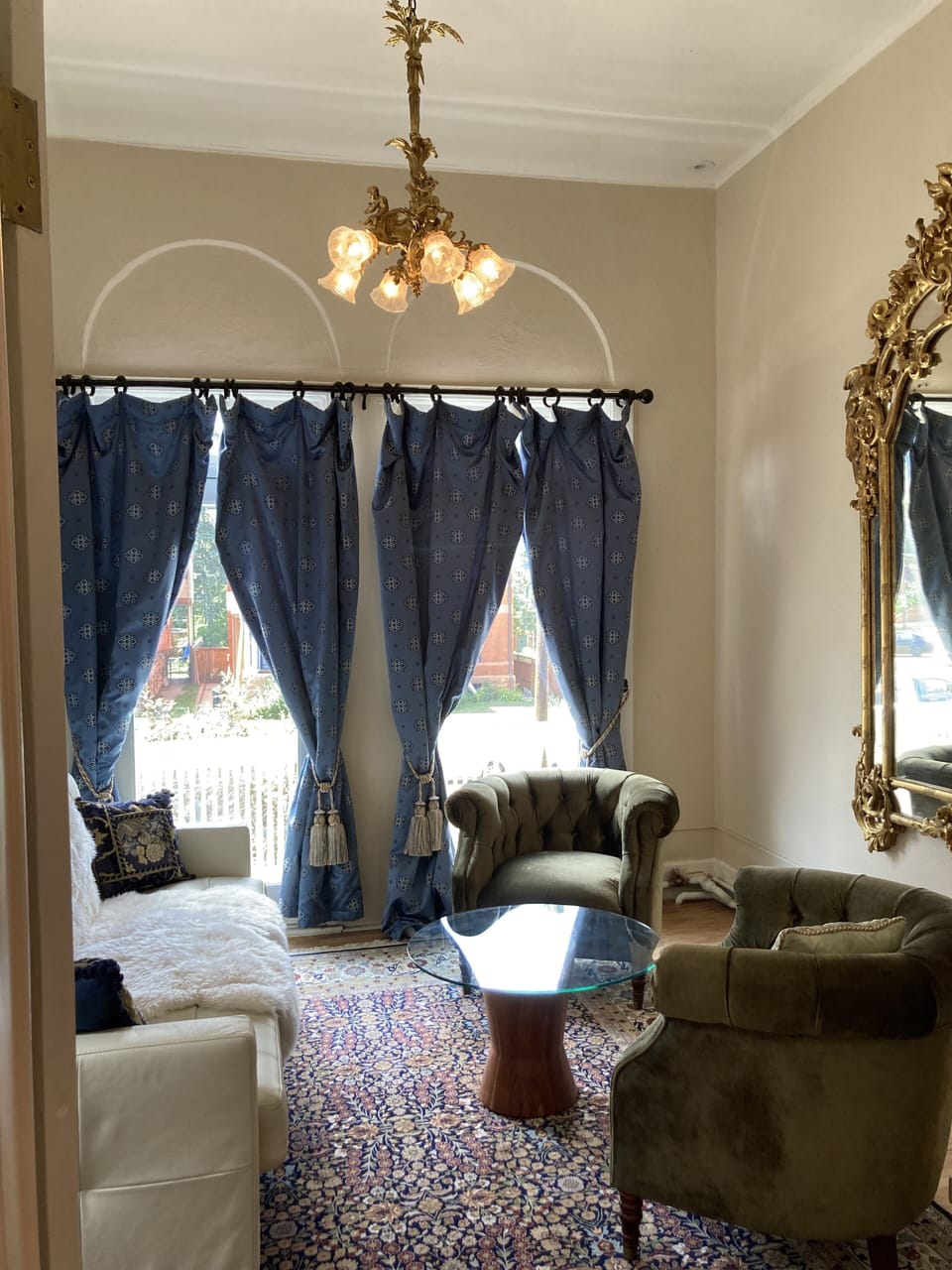 Cozy living room -- with views of historic homes around Cheesman Park!