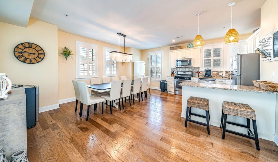 Elegant dining space with seating for ten plus a breakfast bar