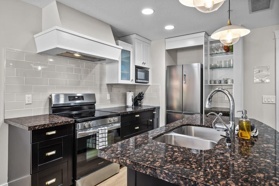 Freshly renovated kitchen with granite countertops
