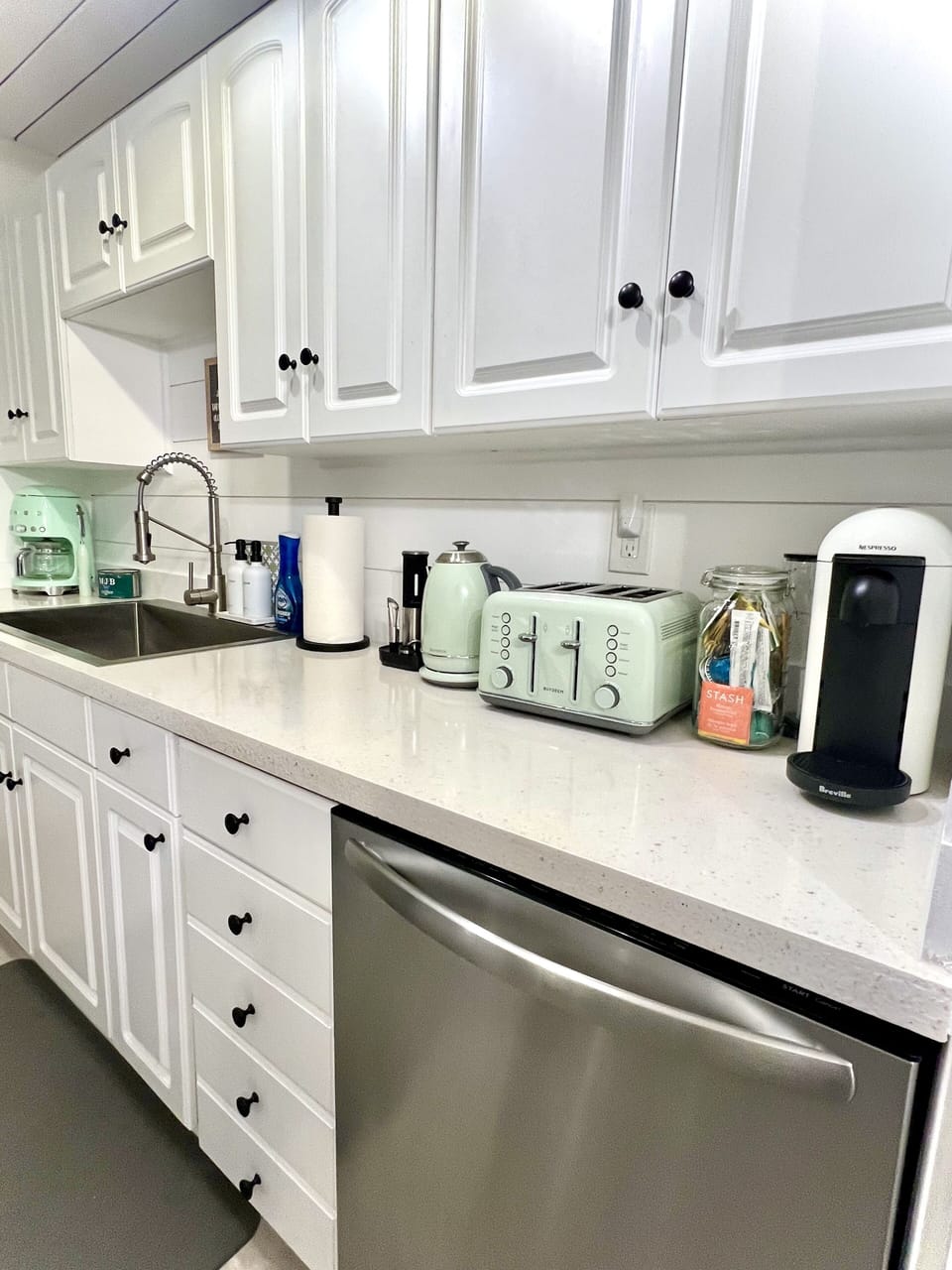 Smeg Coffee Maker, Electric Wine Opener, Electric Kettle, Double Toaster, and a Nespresso Machine