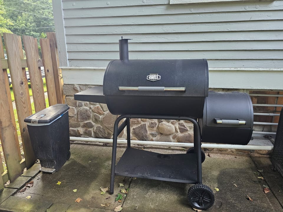 Charcoal Grill in Backyard