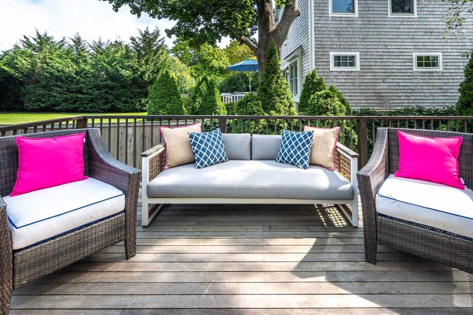 Deck Is Set Up for Outdoor Lounging and Dining
