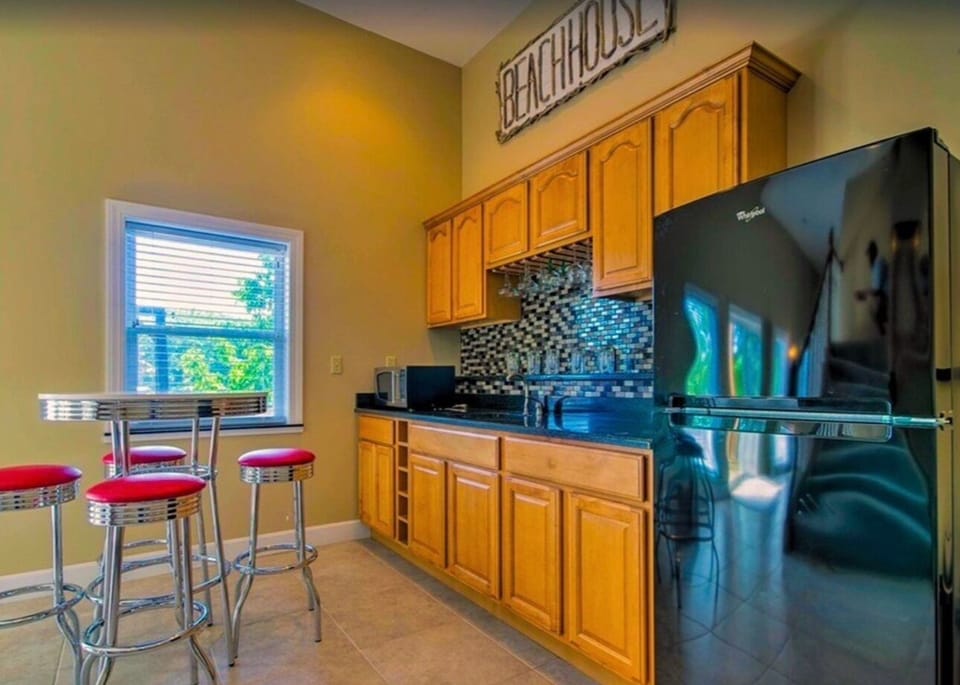 Lower level Kitchenette -equipped for quick access to food and drink.