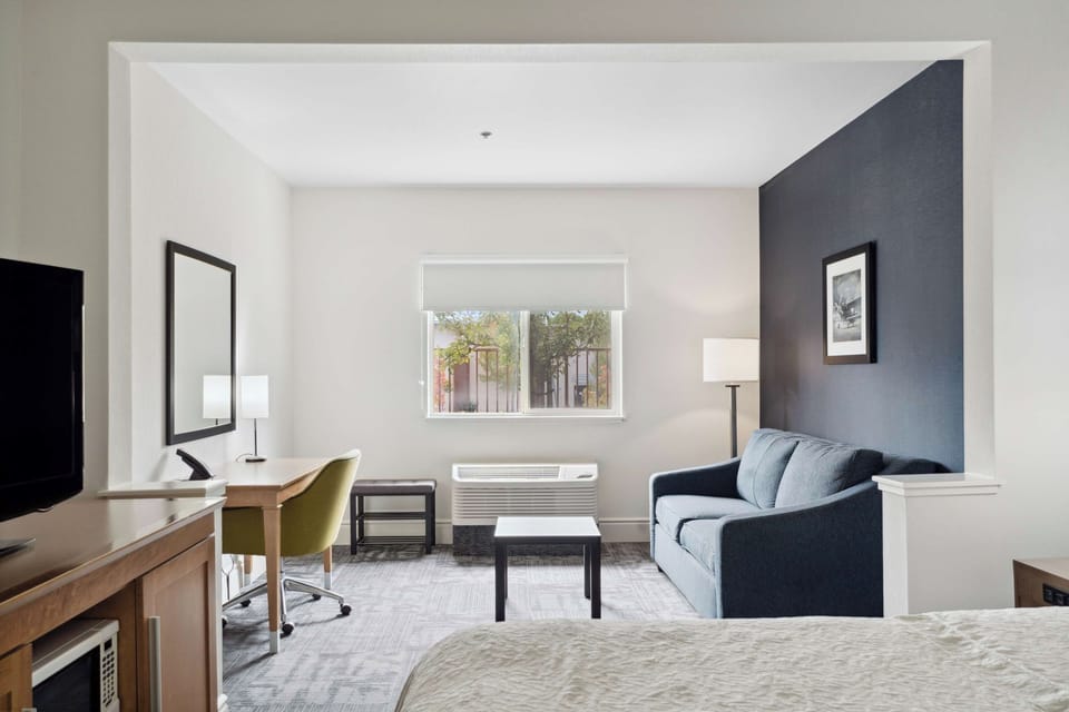 Unit with 1 King bed. Exact unit will be assigned upon arrival. Views, colors, and decor may vary.
