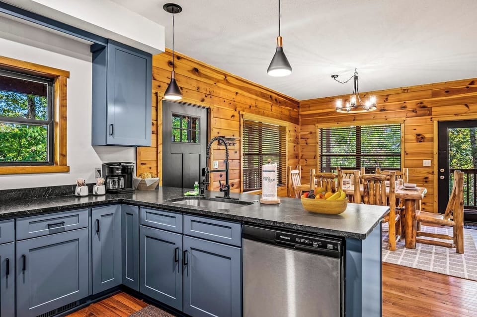A modern kitchen equipped with everything you need for your stay at Can't Bear to Leave.
