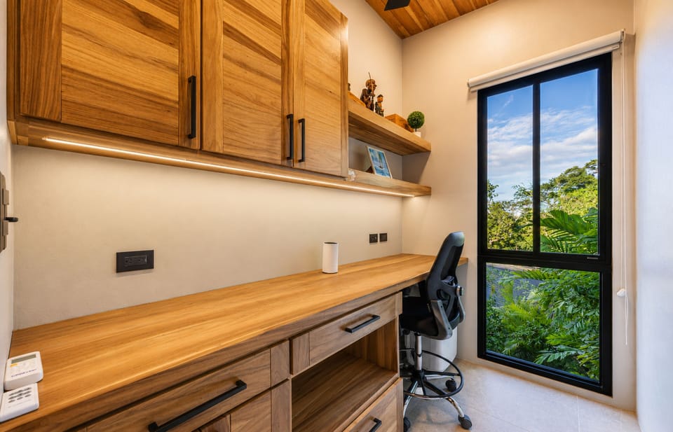 Dedicated workspace with  ergonomic seating, high-speed internet