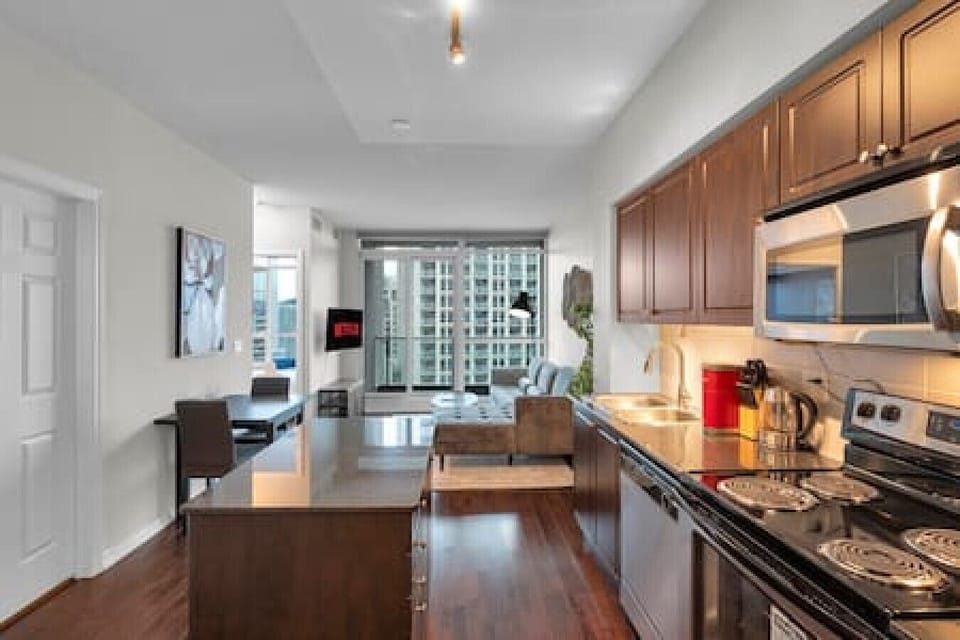 Fully stocked kitchen with all cooking essentials.