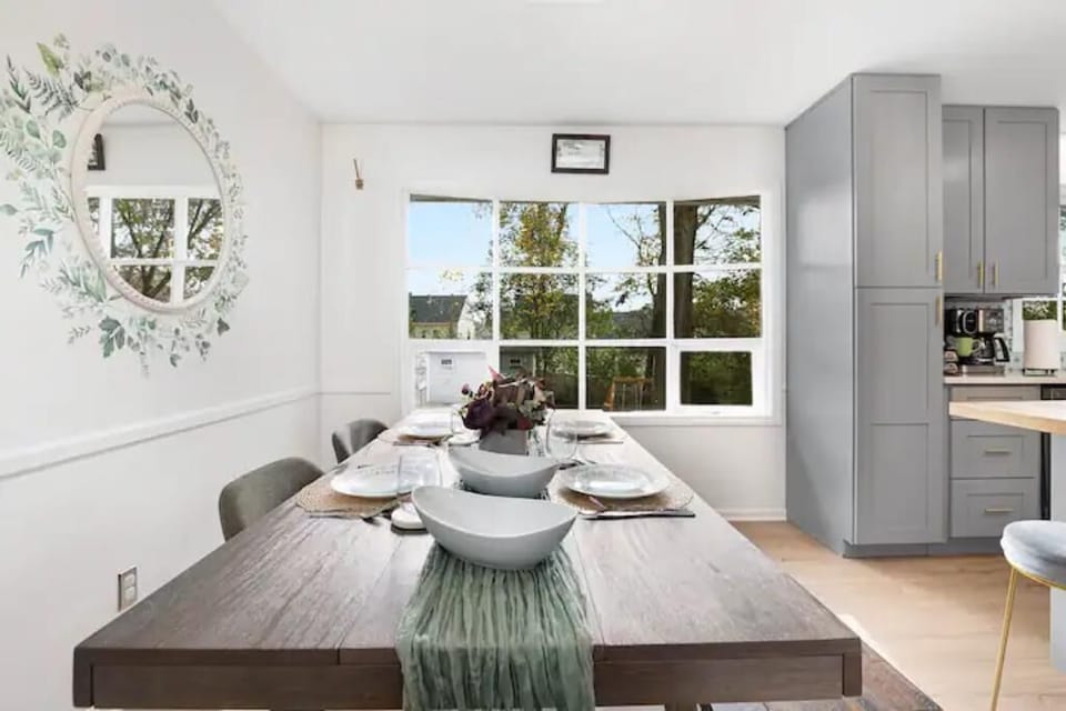 Dining table with a beautiful view of the outside