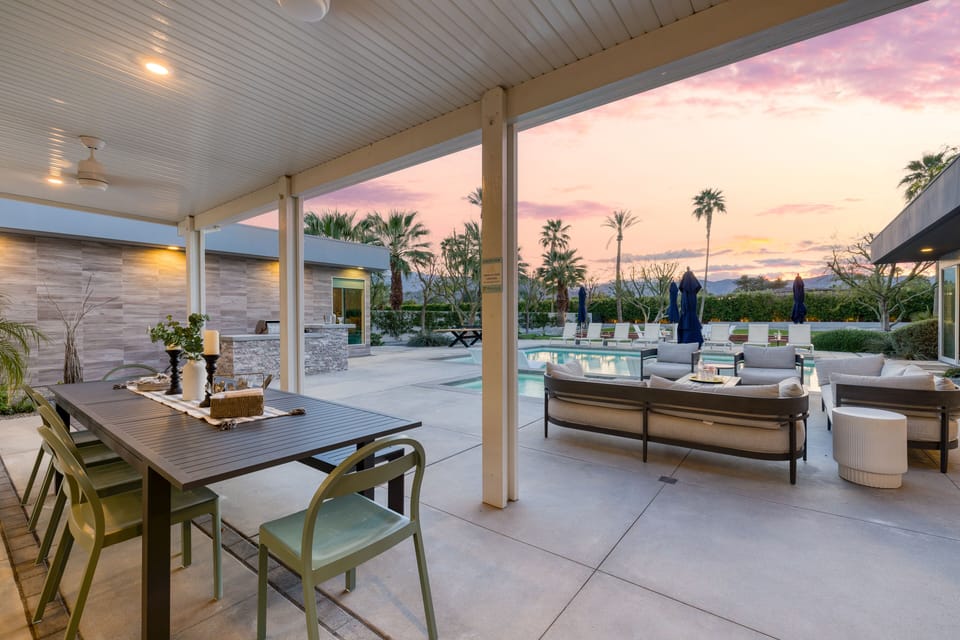 Dine alfresco on the covered patio.