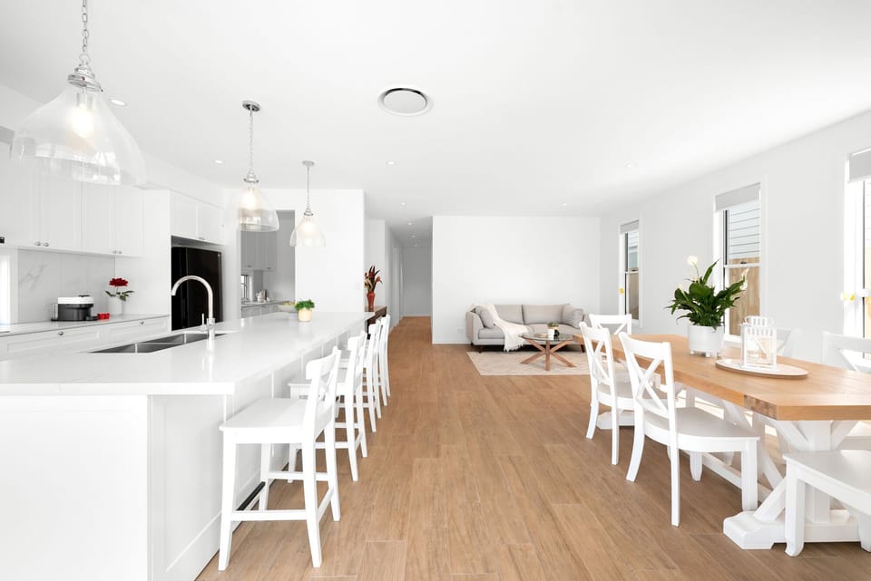 Kitchen, Dining and Living Spaces