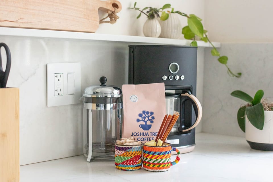 Coffee station with local Joshua Tree roasts to start your day.