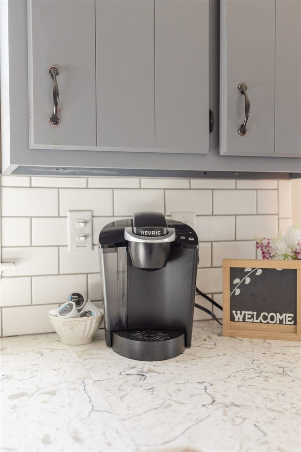 Keurig coffee maker in the kitchen.er