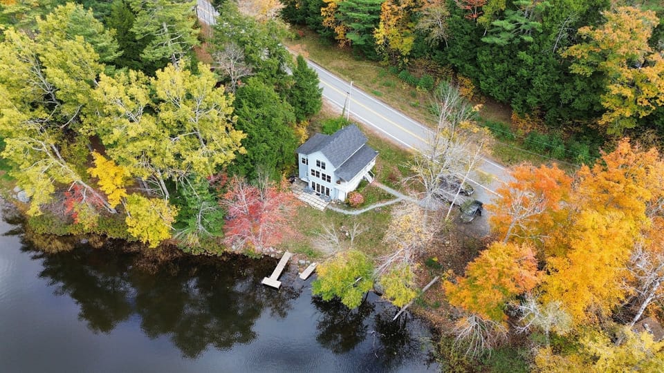 The lake in full Maine fall colors