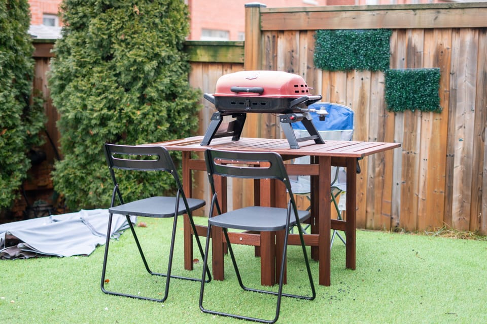 Amazing backyard with sitting and portable BBQ 