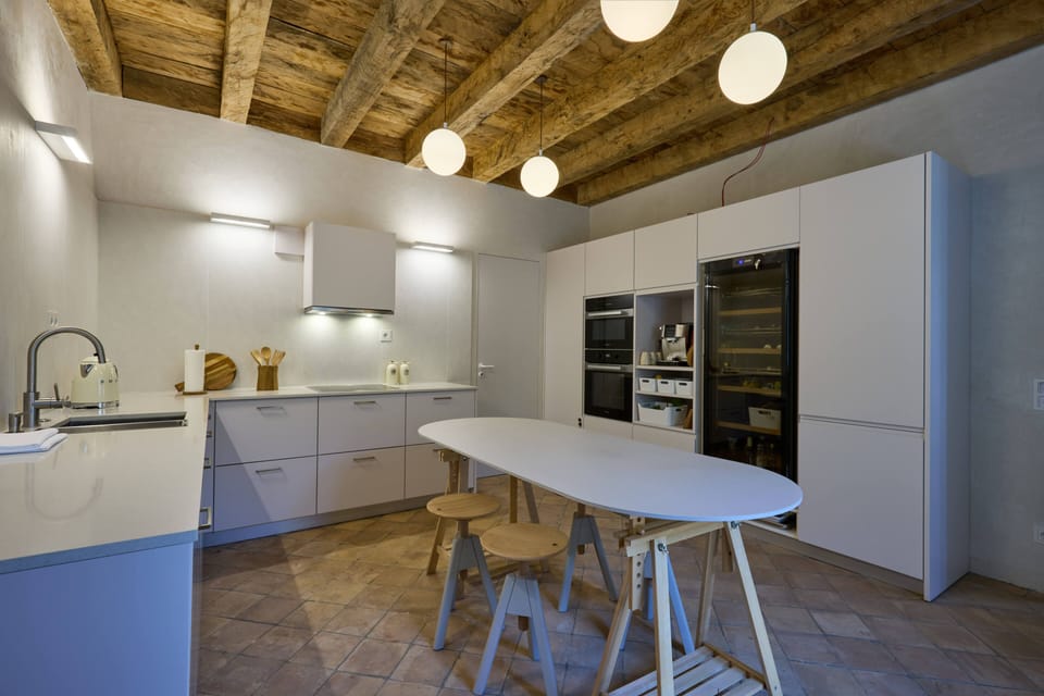 Modern kitchen fully equipped for longer stays.