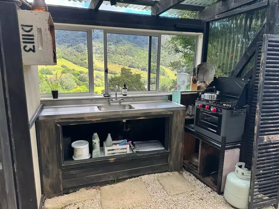 separate kitchen and bathroom