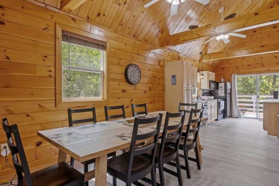 Large 8 person dining table is the perfect setting for meals