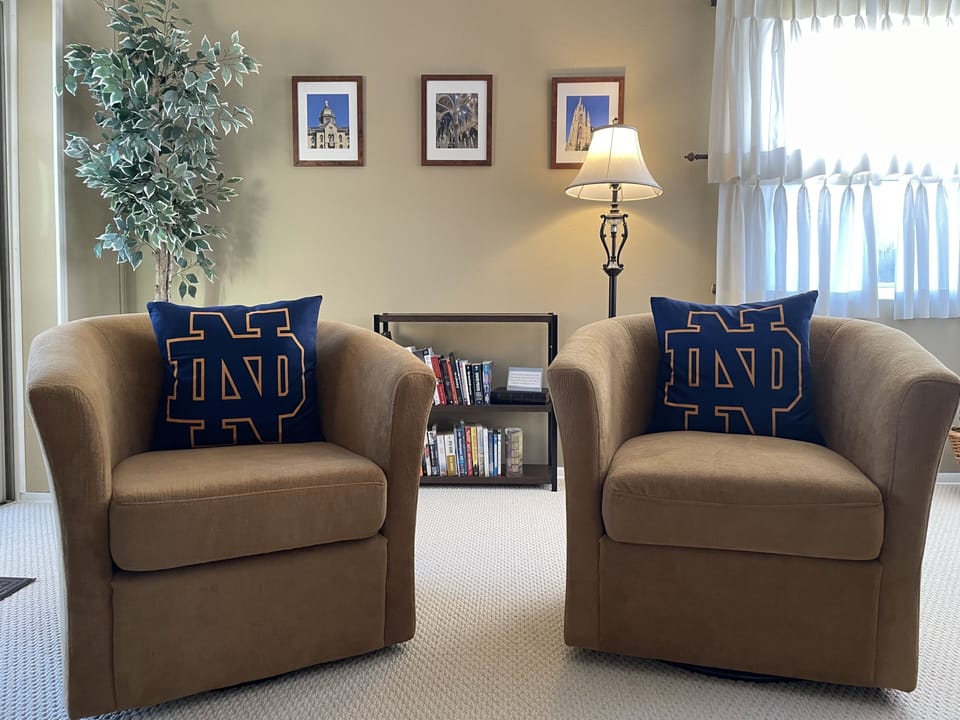 Notre Dame themed living room 