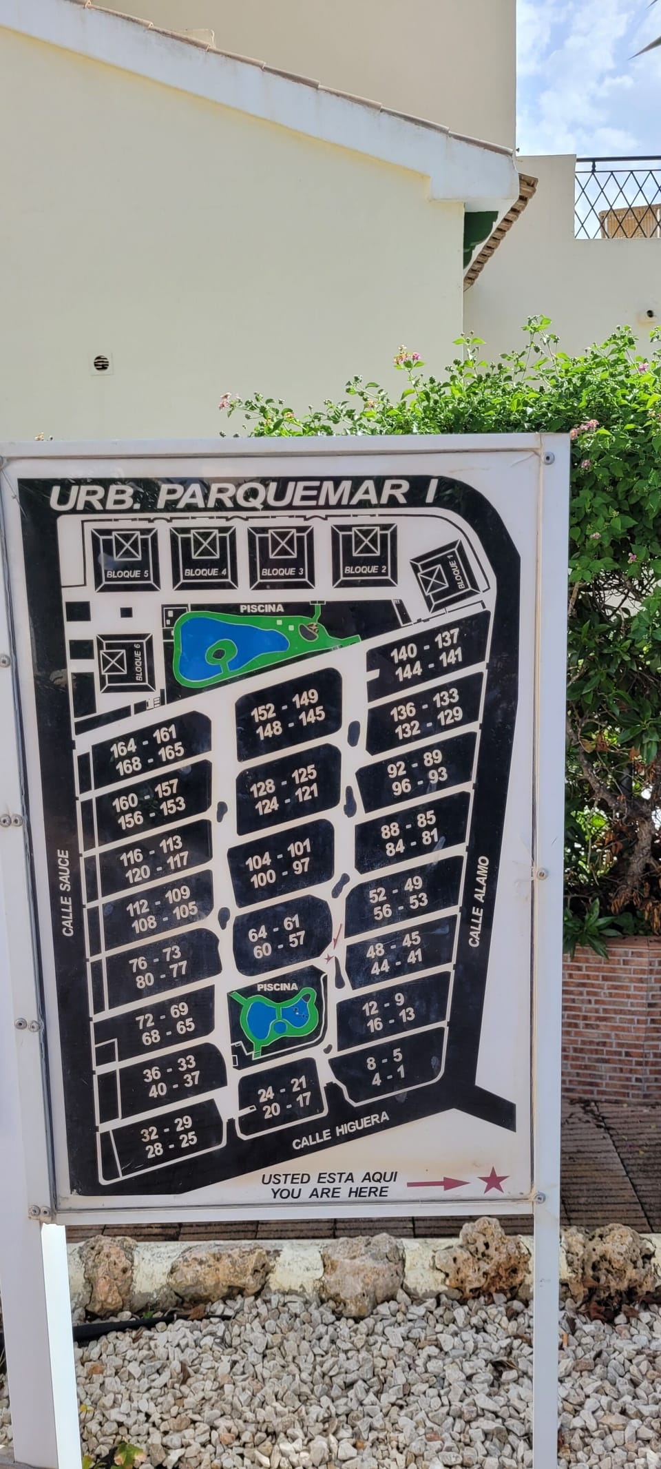 Map of our gated community with marked swimming pools