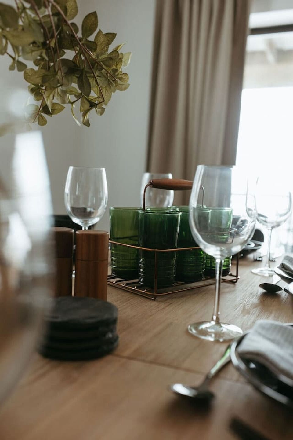 Modern dining setup with tableware