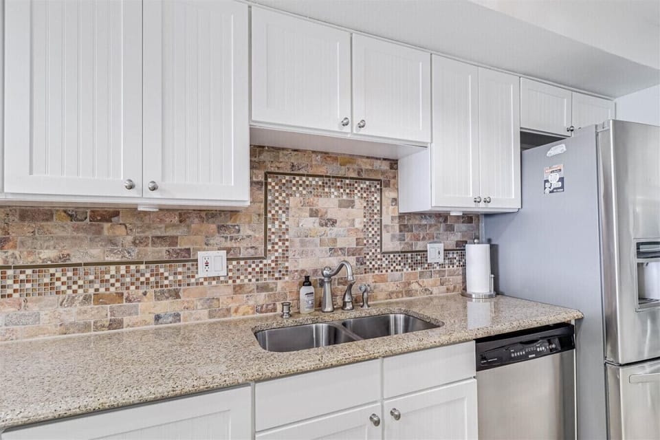 Updated kitchen with stainless-steel appliances