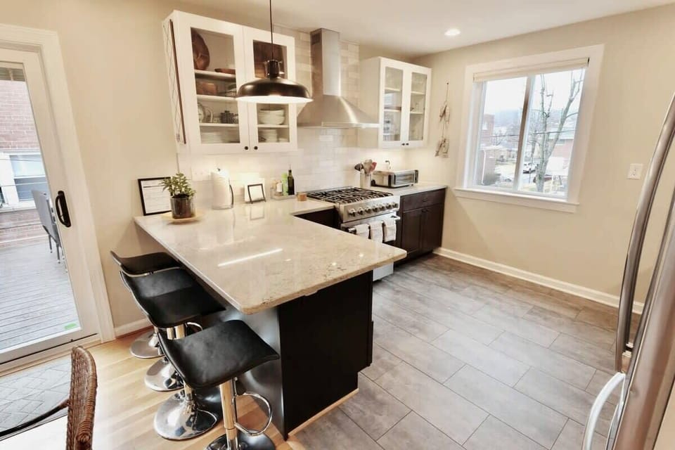 Counter space with some stools to sit and enjoy your morning coffee!