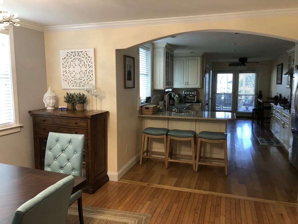 Dining space and kitchen