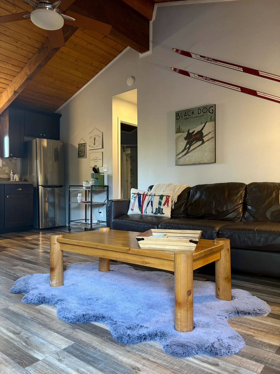 Relax on a comfy leather sofa for a movie night!