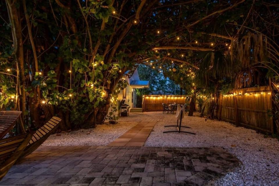 Swing in the hammock and soak in the ambiance at night