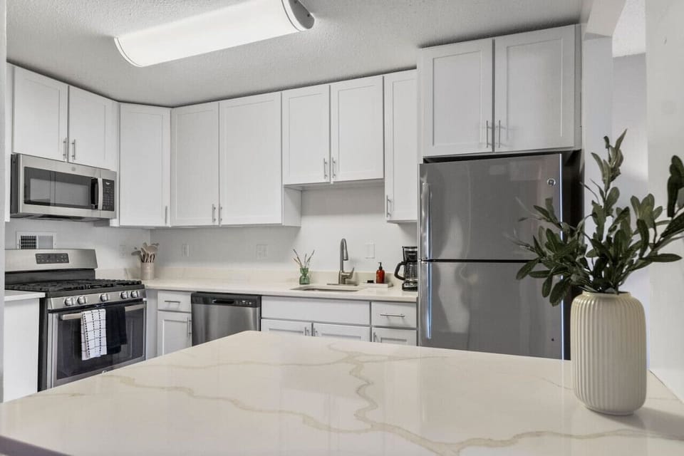 You’ll love preparing meals in this fully equipped kitchen, designed with all the appliances and utensils you need for a comfortable, home-like experience.