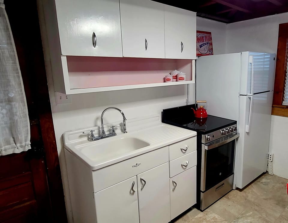 Original cabinets installed in 1954 add to the air of simpler times.