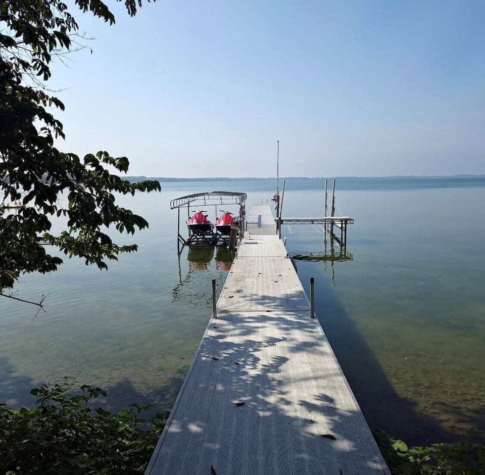 Lake is crystal clear with sandy bottom