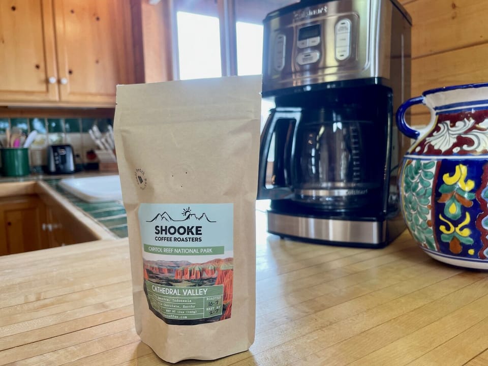 Coffee maker and local Shooke coffee provided.