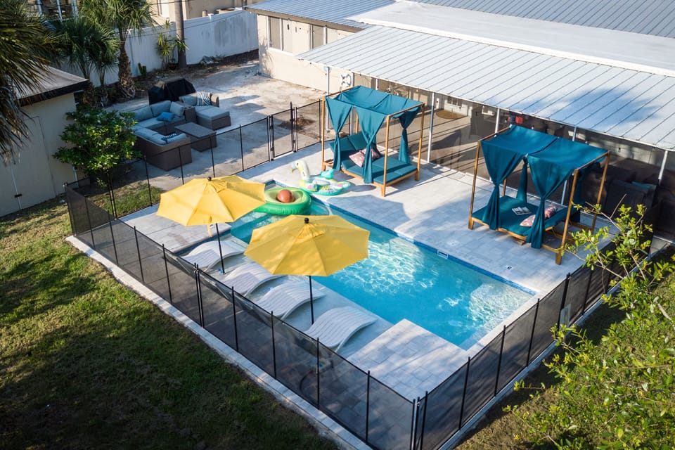 Relax in the pool area or by the 8 person outdoor seating area and grill