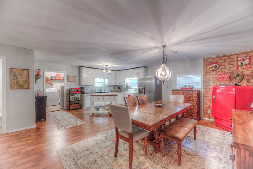 Open kitchen and dining area