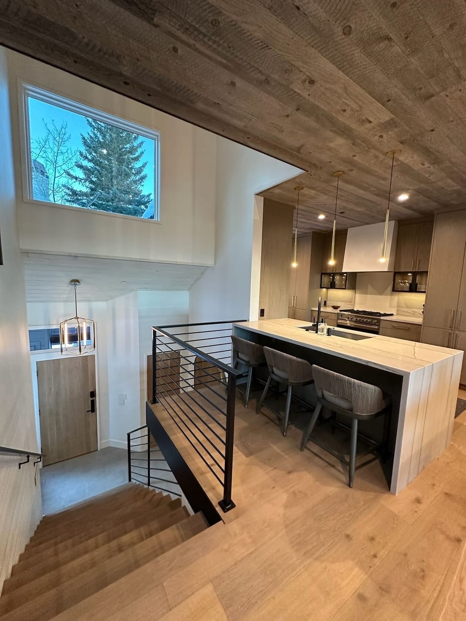Kitchen from top of stairs