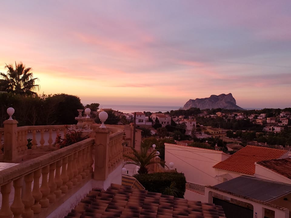 Sunrise from the main terrace, views of the Mediterranean and Peñón de Ifach.