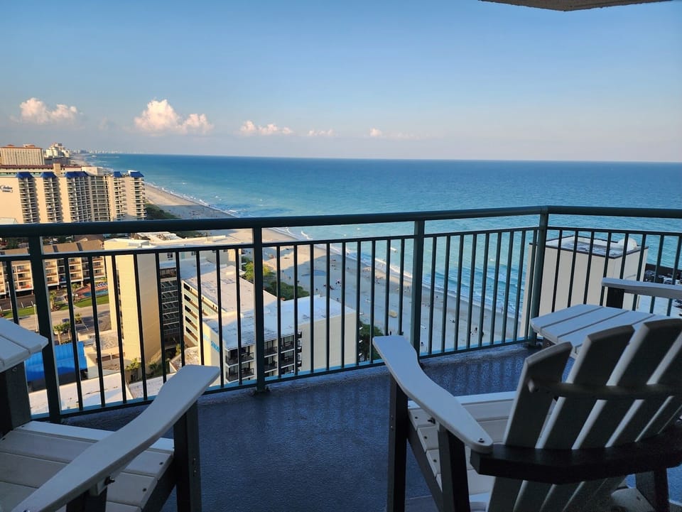 Four elevated adirondack chairs for breathtaking views.