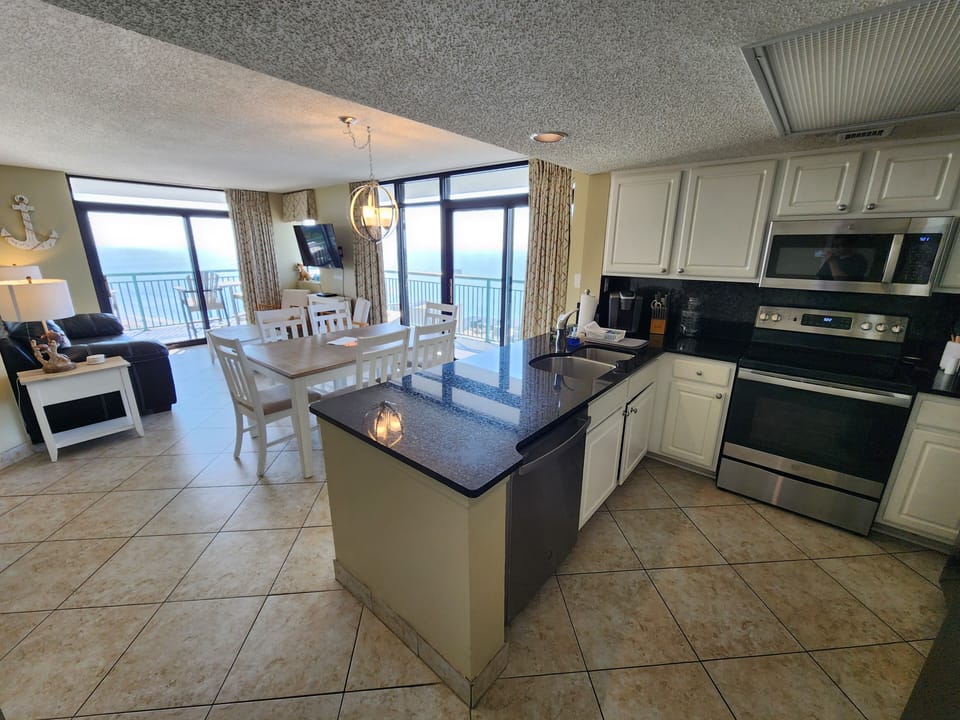 The kitchen and main room.