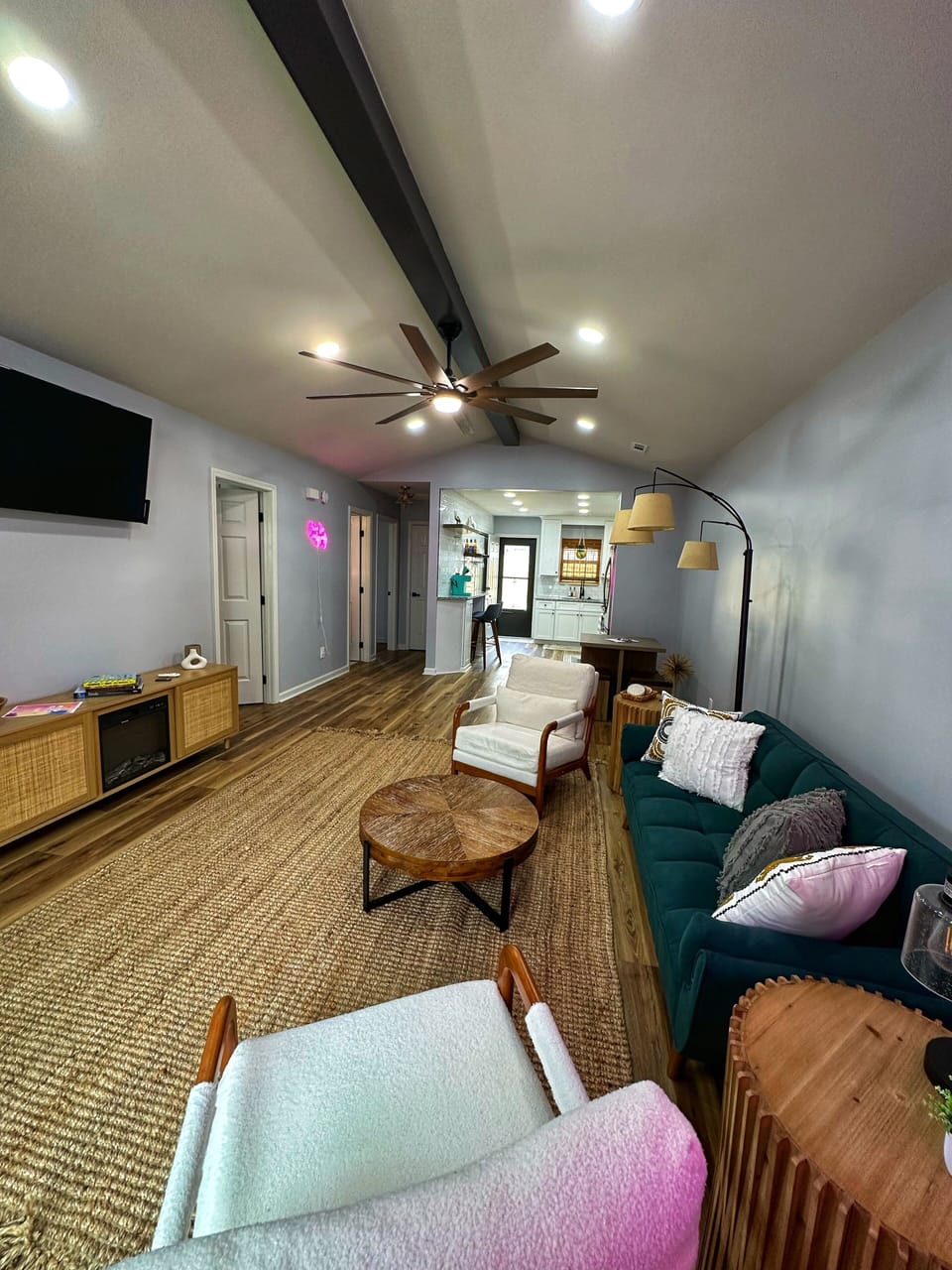 Open concept living and dining